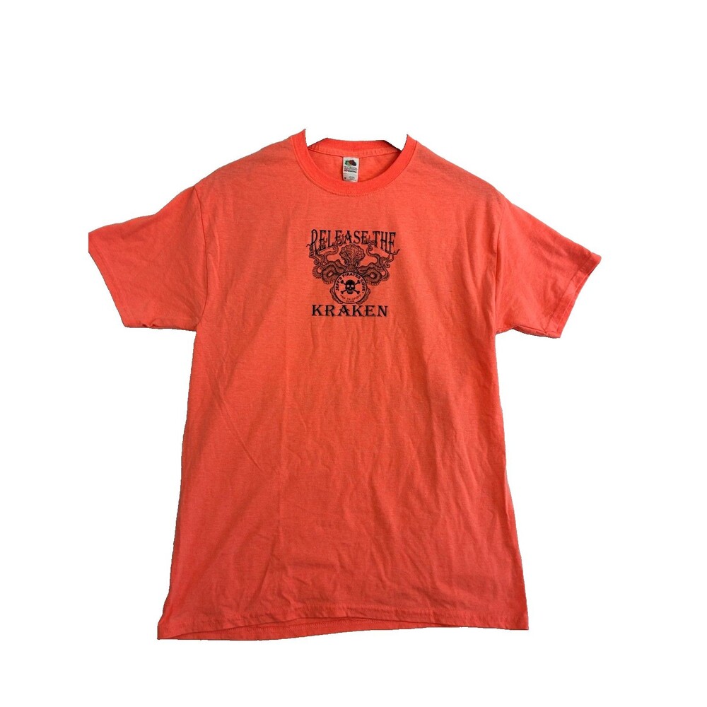 Release The Kraken Jeff's Pirates Cove Guam T Shirt Mens Medium Orange Octopus
